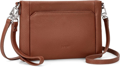 befen Genuine Leather Wristlet Wallet for Women Soft RFID Leather Clutch Purse with Built in Wallet Trendy Crossbody Bag