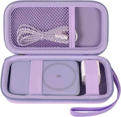 Case for Anker Magnetic Battery 10,000mAh Foldable Wireless Portable Charger, 633/622/621/321 5,000mAh Power Bank (MagGo) Holder, Storage for Baseus Power Delivery -Case Only (Purple, Medium)