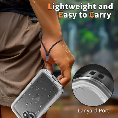Cozycase for iPhone 16 Case Waterproof - 360 Heavy Duty with Screen/Camera Protector Shockproof IP68 Underwater Dustproof Water Dust Shock Proof Full Body/Front Back Case Black/Frosted Clear 6.1 inch