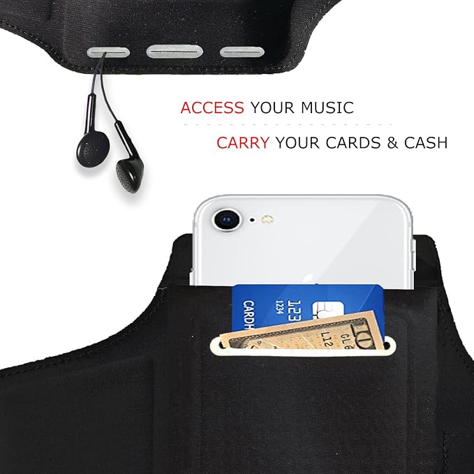 RevereSport Waterproof Armband for iPhone Pro Max 17/16/15/14/13/12 Plus/Air with Extra Pockets for Keys, Cash and Credit Cards. Running Phone Arm Holder for Sports, Gym Workouts and Exercise