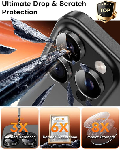 TOCOL for iPhone 16 Pro Max Camera Lens Protector/iPhone 16 Pro Camera Lens Protector Tempered Glass HD Individual Scratch Resistant Cover Accessories Case Friendly 2 Pack（Black）