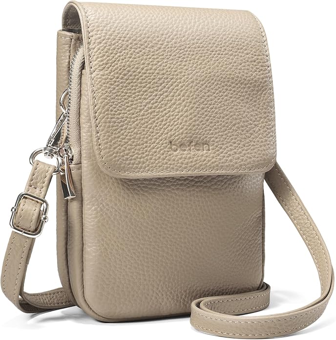 befen Genuine Leather Small Crossbody Bags for Women, Cell Phone Cross body Purse Bag with RFID Blocking Card Slots