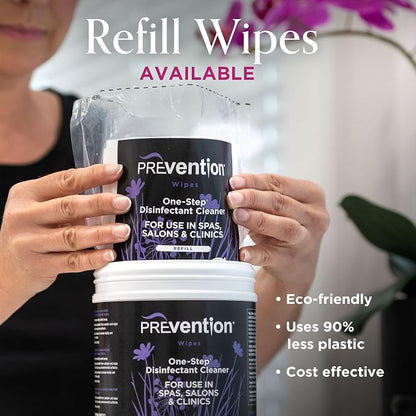 Prevention All Purpose Disinfectant Wipes – Canister of Cleaning Wipes for Salons, Spas, Wellness Centers and Yoga Studios – Hospital Grade Surface Sanitizing – 160 Count