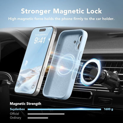 Magnetic for iPhone 16 Plus Case, Compatible with MagSafe, [Full Camera Protection][Screen Protector] Silicone Shockproof Protective Phone Case for iPhone 16 Plus 6.7", Light Blue