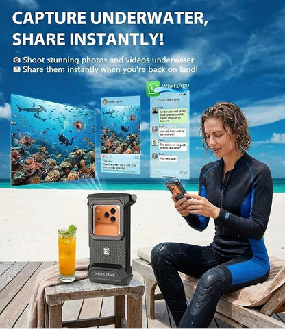 Gen 5th Diving Phone Case for iPhone 17 16 15 14 13 12 11 Pro Max Galaxy S25 S24 S23 Ultra, [98ft/30m] Waterproof Shellbox Underwater Camera Case, Professional for Scuba Snorkeling