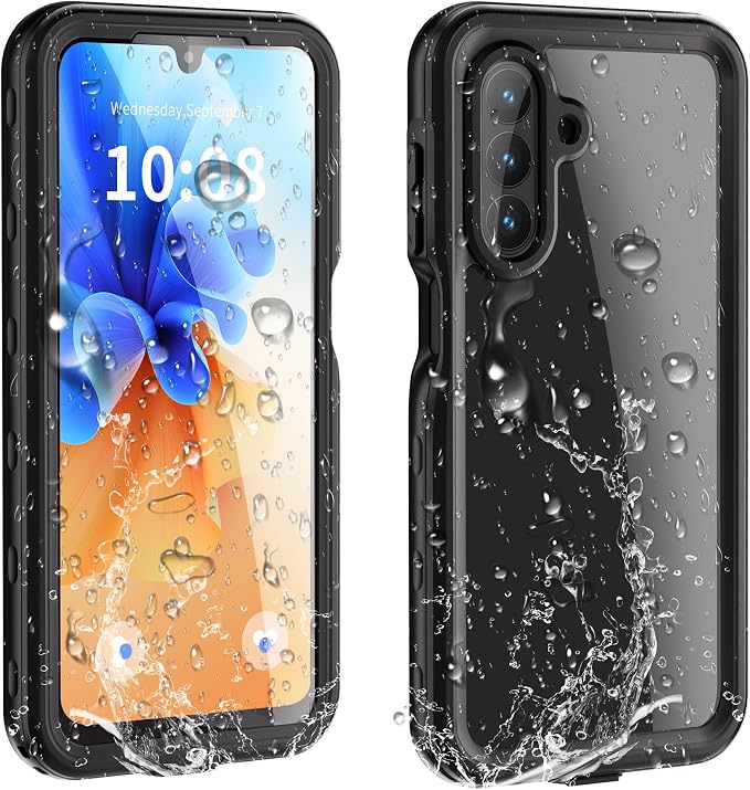 Omio for Galaxy A26 5G Waterproof Case, Full Body IP68 Underwater Clear Protective Case Built-in Screen Protector Heavy Duty Shockproof Case for Men Women, Black