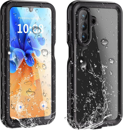 Omio for Galaxy A26 5G Waterproof Case, Full Body IP68 Underwater Clear Protective Case Built-in Screen Protector Heavy Duty Shockproof Case for Men Women, Black