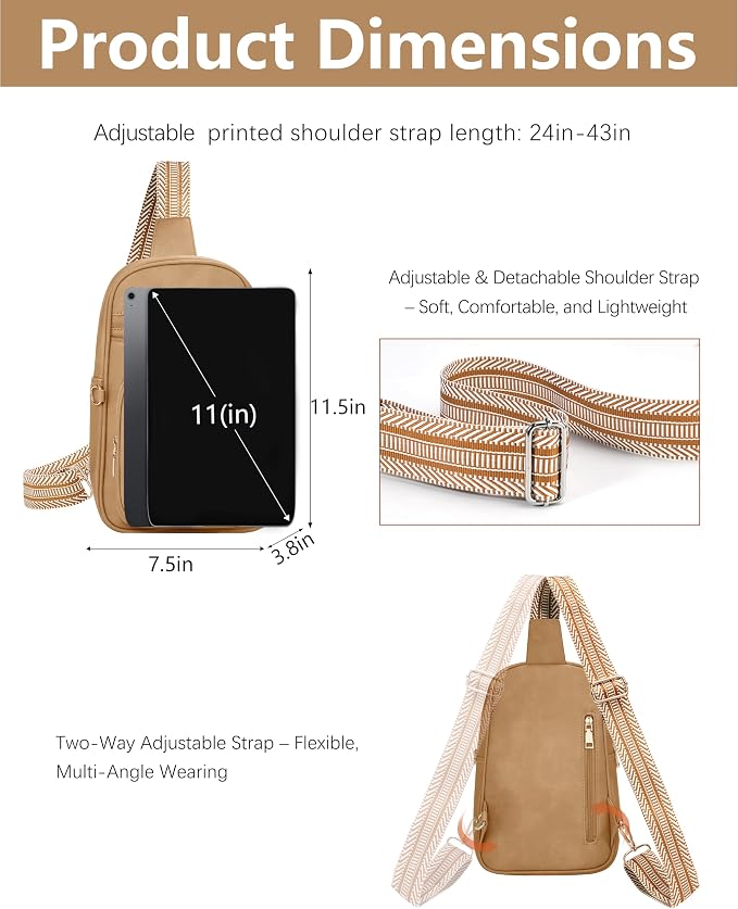 Anti Theft Crossbody Bags for Women,RFID Sling Bag Travel Purse,Vegan Leather Cross Body Purses Chest Bag for Travel(khaki) | Multi-Pocket, Structured bag, Any Occasion