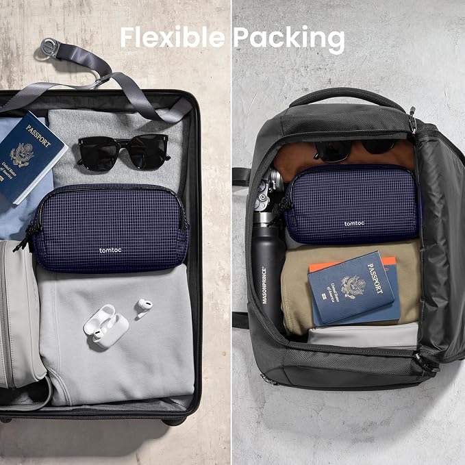 tomtoc Electronic Organizer Travel Case Performance, Dual Compartment Bag | Water Resistant Cable Organization Storage for Charger, Cord, Phone, Hard Drive, Power Bank, Accessories Travel Essentials