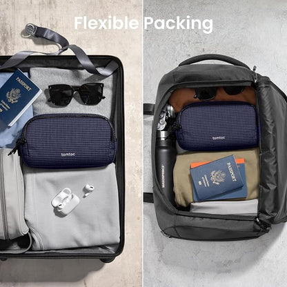 tomtoc Electronic Organizer Travel Case Performance, Dual Compartment Bag | Water Resistant Cable Organization Storage for Charger, Cord, Phone, Hard Drive, Power Bank, Accessories Travel Essentials