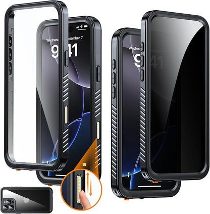 for iPhone 16 Pro Max Case Waterproof, Built-in Privacy Screen & HD Screen Double Front Frame [IP68 Underwater] Shockproof Dustproof Full Body Protection iPhone 16 Pro Max Phone Case