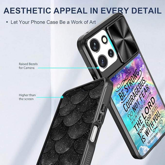 for Motorola Moto G Power 5G 2025 Case with Rainbow Bible Verses, Metal Slide Camera Cover, Screen Protector, Anti-Peeping Privacy Safeguard, Camera Lens Protector Phone Case for Moto G Power 5G