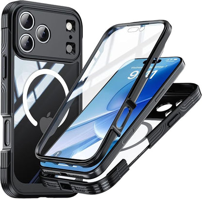 Clear Case for Iphone17pro Max/17/17Pro/17Air, Screen and Camera Protection Military Drop Cover Antiskid Soft Hard Combination Magnetic Shell (17,Blue) (17 Pro Max,Black)
