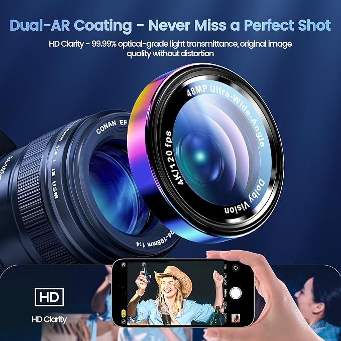 CACOE Camera Lens Protector for iPhone 17ProMax/17Pro/16ProMax/16Pro/15ProMax/15Pro/14ProMax/14Pro, [Anti-Scratch] [Drop-Proof][Strong-Adhesion] Camera Screen Cover(Colorful)