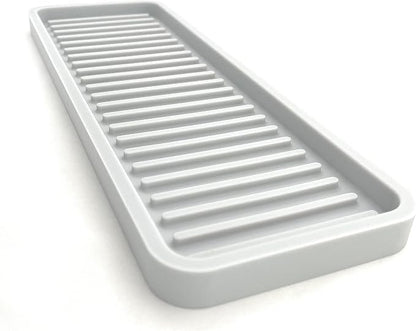 Happitasa Silicone Kitchen Sink Organizer Tray, Sponge Holder and Countertop Protector | Bathroom and Kitchen Soap Dish and Dispenser Tray (Light Grey, 12"x4")