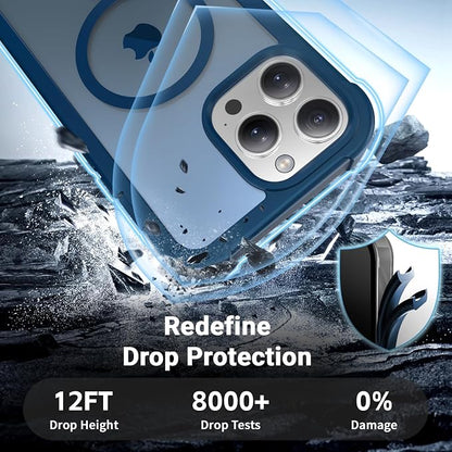 jaroco Magnetic for iPhone 14 Pro Case, [Compatible with MagSafe][Military Grade Drop Protection][Heavy Duty Protection][Non-Slip][Shockproof] 2-Layer Durable Bumper Phone Case 6.1''-Deep Blue