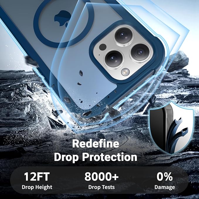 jaroco Magnetic for iPhone 14 Pro Max Case, [Compatible with MagSafe][Military Grade Drop Protection][Heavy Duty Protection][Non-Slip][Shockproof] 2-Layer Durable Bumper Phone Case 6.7''-Deep Blue