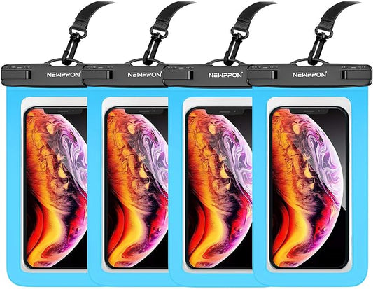 4 Pack 8.5“ Waterproof Cell Phone Pouch - Underwater Dry Bag Case Lanyard - Water Proof Clear Holder Protector for iPhone 16 15 14 Pro Max Plus Samsung Galaxy S25 S24 Ultra Note for Beach Swimming