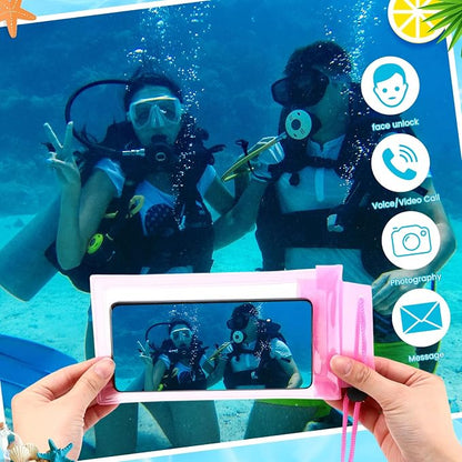 Flutesan 60 Pack Waterproof Phone Pouch with Adjustable Lanyard 7.5'' Large Phone Dry Case Bag Multicolor Universal Compatible Smartphones for Swimming Pool Beach Water Park Diving Surfing