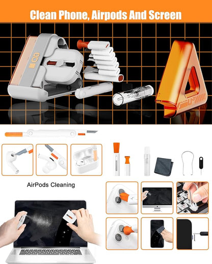 Laptop, Phone, and Electronics Cleaning Kit with Spray, Microfiber Cloth, Brush, 21 Tools (Triangle)