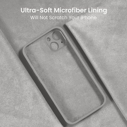 FireNova Designed for iPhone 15 Case, Silicone Upgraded [Camera Protection] Phone Case with [2 Screen Protectors], Soft Anti-Scratch Microfiber Lining Inside, 6.1 inch, Natural Titanium