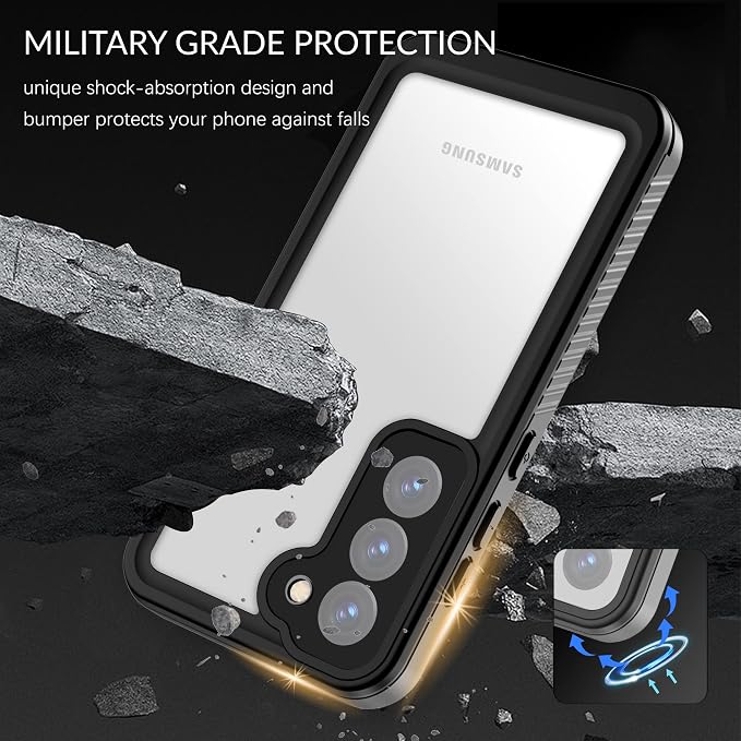 for Samsung Galaxy S23 Case, IP68 Waterproof Dustproof Case, [Built-in Screen Protector] Full Body Heavy Duty Rugged Phone Cover for Galaxy S23 6.1 Inch Black