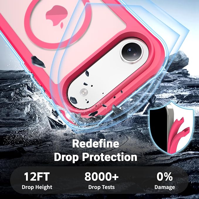 jaroco Magnetic for iPhone Air Case, [Compatible with MagSafe][Military Grade Drop Protection][Heavy Duty Protection][Non-Slip][Shockproof] 2-Layer Durable Bumper Phone Case 6.5''-Rose