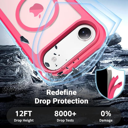 jaroco Magnetic for iPhone Air Case, [Compatible with MagSafe][Military Grade Drop Protection][Heavy Duty Protection][Non-Slip][Shockproof] 2-Layer Durable Bumper Phone Case 6.5''-Rose