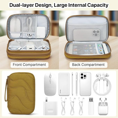 Skycase Tech Pouch - Lightweight Electronics Organizer Travel Case, Double Layers Travel Cable Organizer, All-in-One Storage Bag for Charger, Cord, Phone, Flash Drive, Accessories - XL
