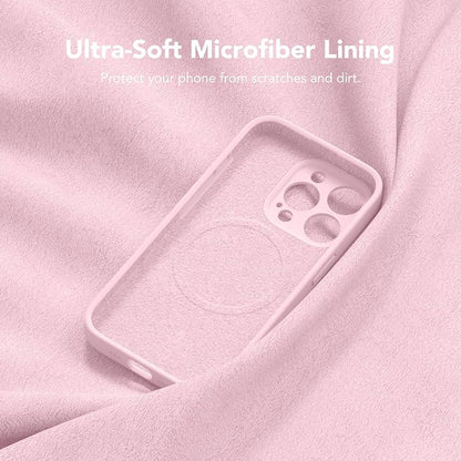 Magnetic for iPhone 15 Pro Max Case, Compatible with MagSafe, [Full Camera Protection][Screen Protector] Silicone Shockproof Protective Phone Case for iPhone 15 Pro Max 6.7", Chalk Pink