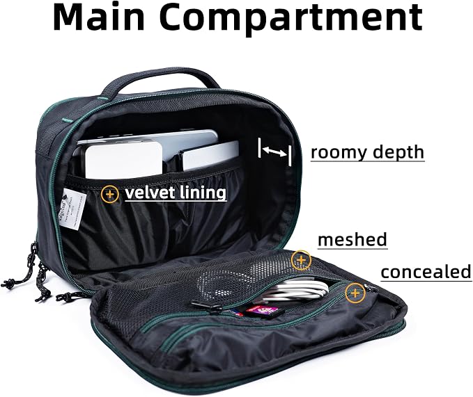 Accessories Bag & Tech Pouch | Organizer for Cables, Electronics & Everyday Essentials, Water-Repellent, Dual-Sided Padded