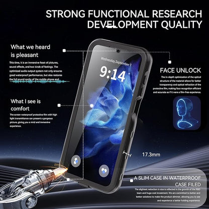 Omio for Galaxy A16 5G Waterproof Case, Full Body IP68 Underwater Clear Protective Case Built-in Screen Protector Heavy Duty Shockproof Case for Men Women, Black