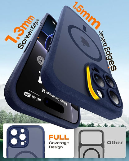 TOCOL Magnetic for iPhone 16 Pro Case, Upgraded Full Camera Protection, Compatible with Magsafe, Drop Protection, Translucent Matte Back Bumper for iPhone 16 Pro 6.3-Inch (Dark Blue)