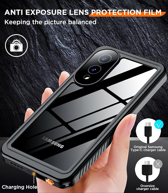 Temdan for Samsung Galaxy S25 Edge Case Waterproof, Built-in Lens & Screen Protector Military Grade Shockproof Dropproof IP68 Underwater Full Body Phone Case for Galaxy S25 Edge 6.7"-Black