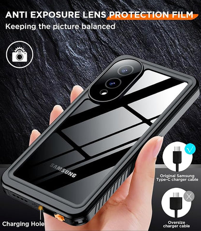 Temdan for Samsung Galaxy S25 Edge Case Waterproof, Built-in Lens & Screen Protector Military Grade Shockproof Dropproof IP68 Underwater Full Body Phone Case for Galaxy S25 Edge 6.7"-Black