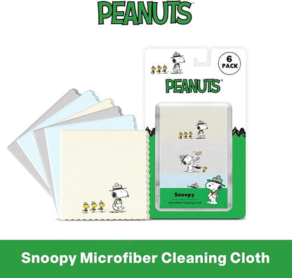 Microfiber Cloth & Glasses Wipes (6 Pack) Lens & Glasses Cleaning Cloth - Eye Glass Clean Cloths - Eyeglass Cleaning Cloths - Camera Lenses & Gadget Delicate Screens - Snoopy