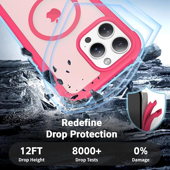 jaroco Magnetic for iPhone 15 Pro Case, [Compatible with MagSafe][Military Grade Drop Protection][Heavy Duty Protection][Non-Slip][Shockproof] 2-Layer Durable Bumper Phone Case 6.1''-Rose