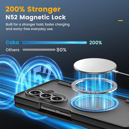 Caka Magnetic for Samsung Galaxy Z Fold 8 Ultra Case with Hinge Protection | Compatible with MagSafe, Built-in Outer Screen Protector, Hinge Guard, Translucent Matte Back, 360° Hybrid Drop Defense