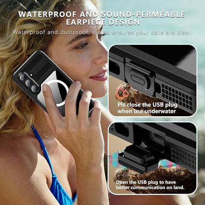 Losin Compatible with Galaxy S26 Plus Case Waterproof Magnetic [Compatible with MagSafe] [Drop Protection] [IP68 Underwater] Full Body Shockproof Protective Phone Case, Black