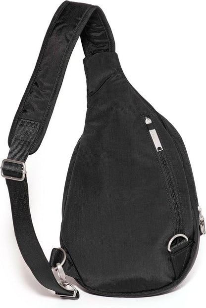 Baggallini Securtex® Anti-Theft Multi Zip Sling - Lightweight 8.6"x15.2" Travel Bag with Locking Zippers & RFID Protection