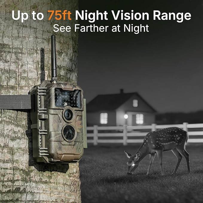 GardePro E6 WiFi Trail Camera (Non-Cellular), 64MP Photos, 1296P HD Video, App Control with Live View, 110° Wide-Angle, No-Glow Night Vision, Motion Activated