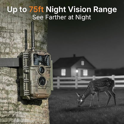 GardePro E6 WiFi Trail Camera (Non-Cellular), 64MP Photos, 1296P HD Video, App Control with Live View, 110° Wide-Angle, No-Glow Night Vision, Motion Activated