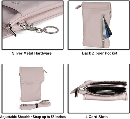 befen Genuine Leather Small Crossbody Bags for Women Cell Phone Bag Cross Body Purses,Silver Zipper