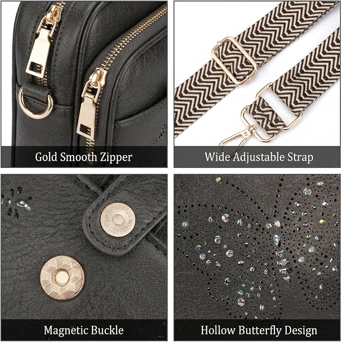 KITEVIUN Crossbody Bags for Women Leather Crossbody Purse Small Shoulder Phone Purse with Adjustable Strap & RFID Card Slots