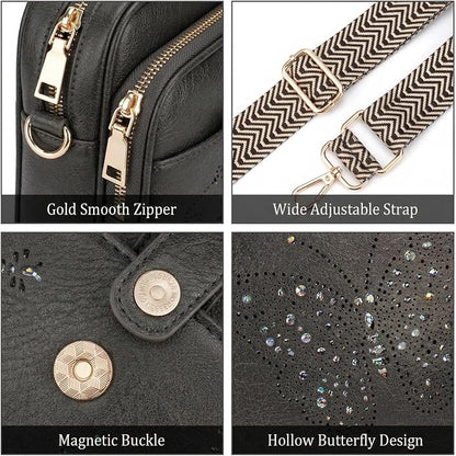 KITEVIUN Crossbody Bags for Women Leather Crossbody Purse Small Shoulder Phone Purse with Adjustable Strap & RFID Card Slots