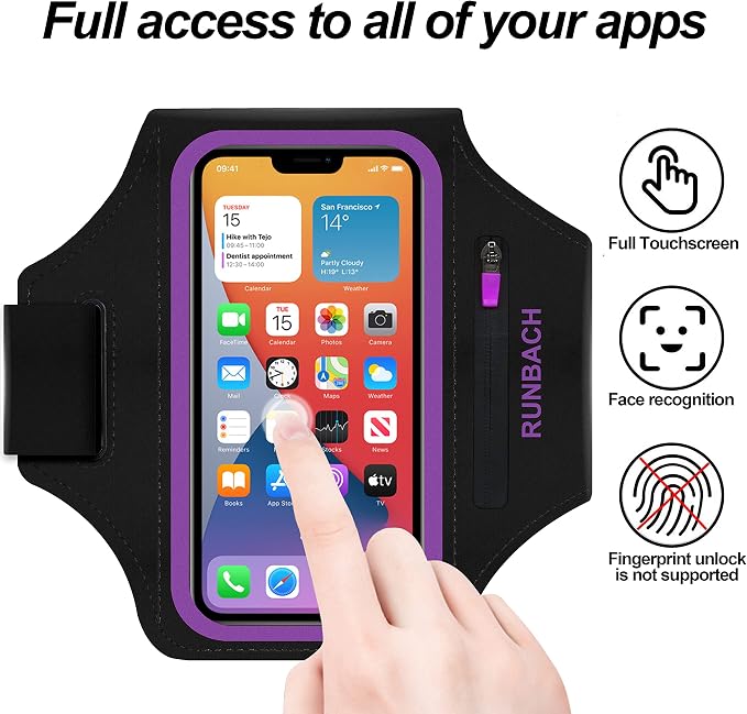 Armband for Samsung Galaxy S26 Ultra/S25 Ultra/S24 Ultra/S23 Ultra/S22 Ultra/S21 Ultra/S20 Ultra/S26+/S25+/S24+/S23+/S22+/S21+/S20+/S10+/S9+/S8+, with Zipper Pocket for for Galaxy Buds(Purple)