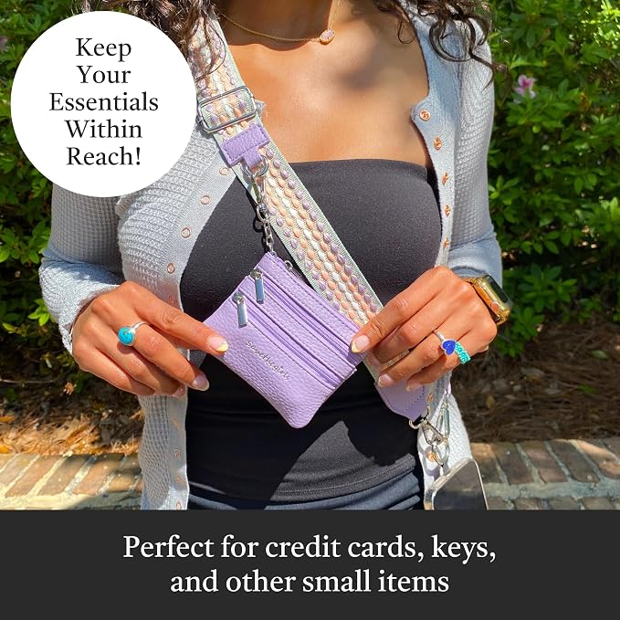 Save the Girls Original Clip and Go Phone Strap Pattern - Crossbody Phone Strap Chain with Zipper Wallet Pouch