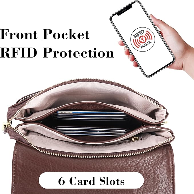 MINICAT RFID Blocking Small Crossbody Bags for Women Vegan Leather Mini Travel Purses Cell Phone Purse Cross Body Bag