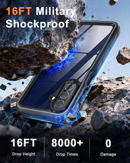 Beasyjoy for Samsung Galaxy A17 5G Case Waterproof, Built-in Screen Protector IP68 Waterproof Dustproof,Full Body Rugged Cover Military Grade Shockproof Protective for Samsung A17 5G 6.7", Black/Clear