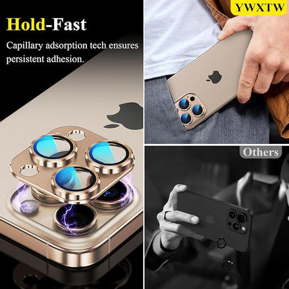 YWXTW for iPhone 16 Pro/iPhone 16 Pro Max Camera Lens Protector, [1:1 Perfect Fit] Matte Metal Anti Scratch Tempered Glass Camera Screen Protector Accessories, Case Friendly (Desert Titanium)